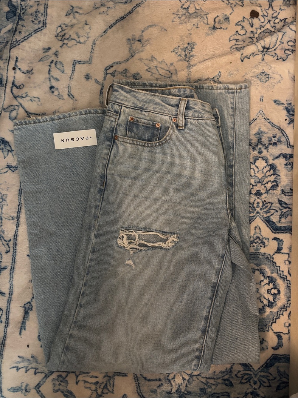 PacSun Light Blue Distressed Wide Leg Jeans NWT
